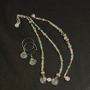 Fluorite, jade, amethyst, moonstone and tourmaline handcrafted jewelry set